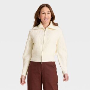 Universal Thread - Women's Full Zip Cardigan - Universal Thread Cream Cream